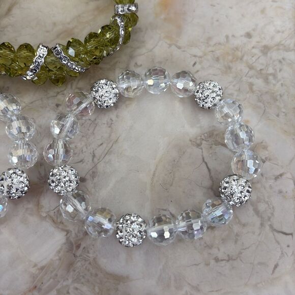 Triple Set of Crystal Beaded Stretch Bracelets - Picture 8 of 9